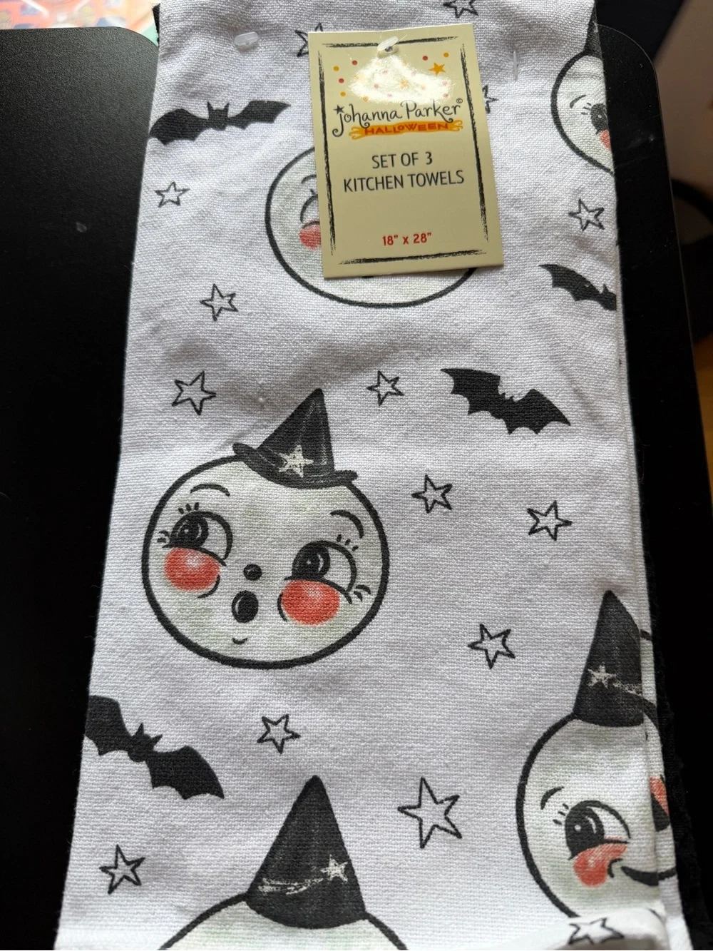 New Johanna Parker Halloween Set 3 Kitchen Bath Towels Luna Moon Bats Stars